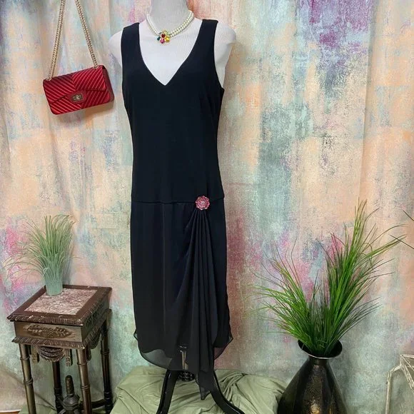 green emerald velvet dress Coldwater Creek Dress Black Size 14 SKU 000226-5  Designers On A Dime